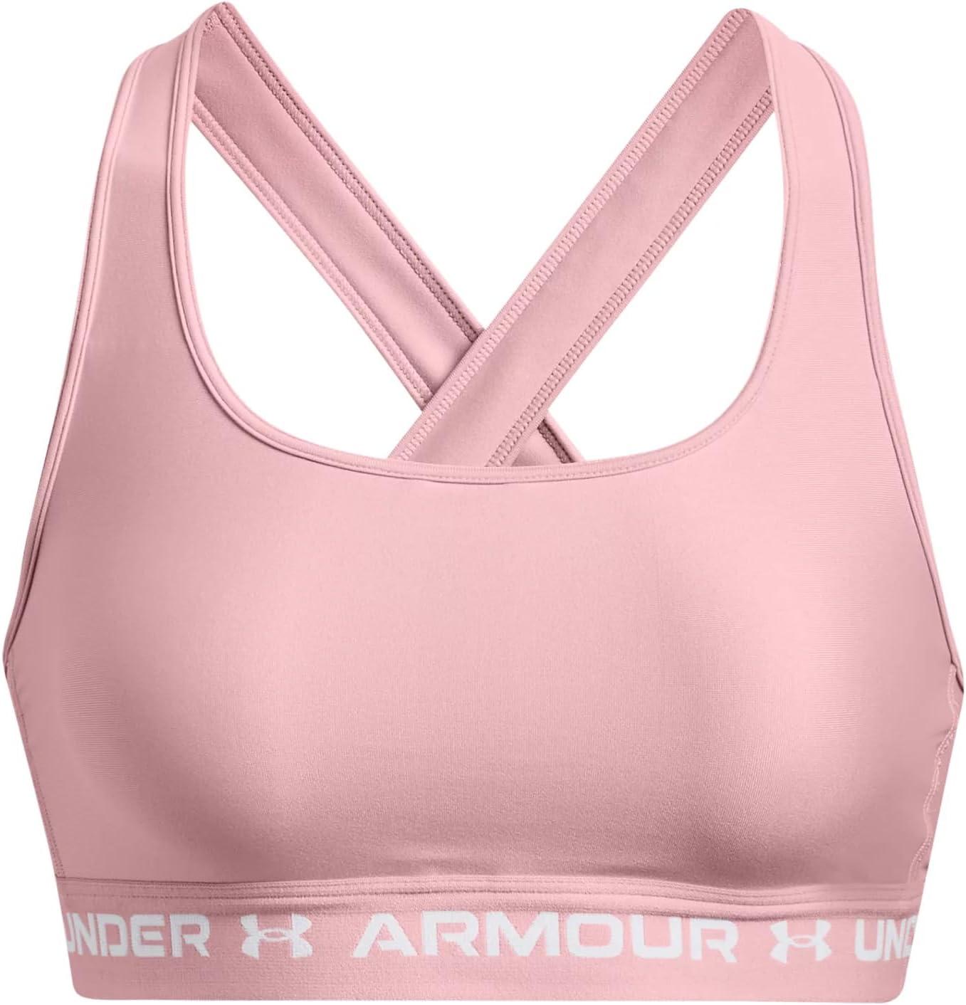 imageUnder Armour Womens CrossBack Mid Bra647 Prime Pink   White