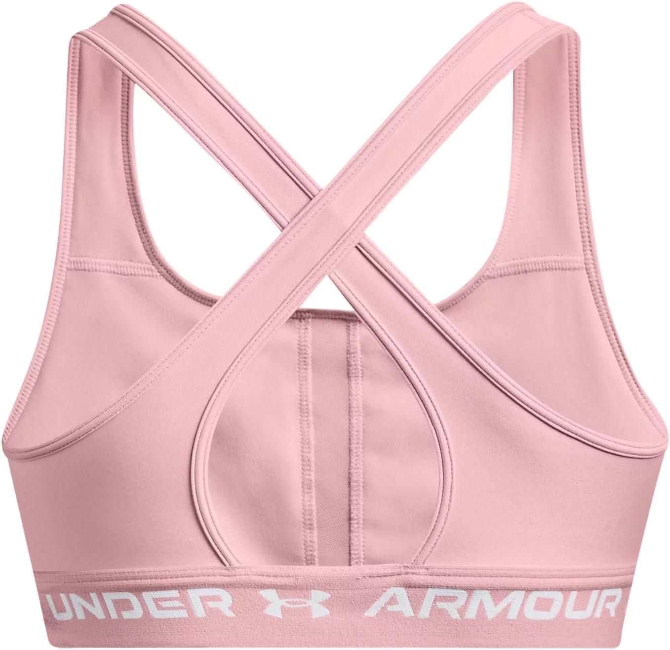 imageUnder Armour Womens CrossBack Mid Bra647 Prime Pink   White