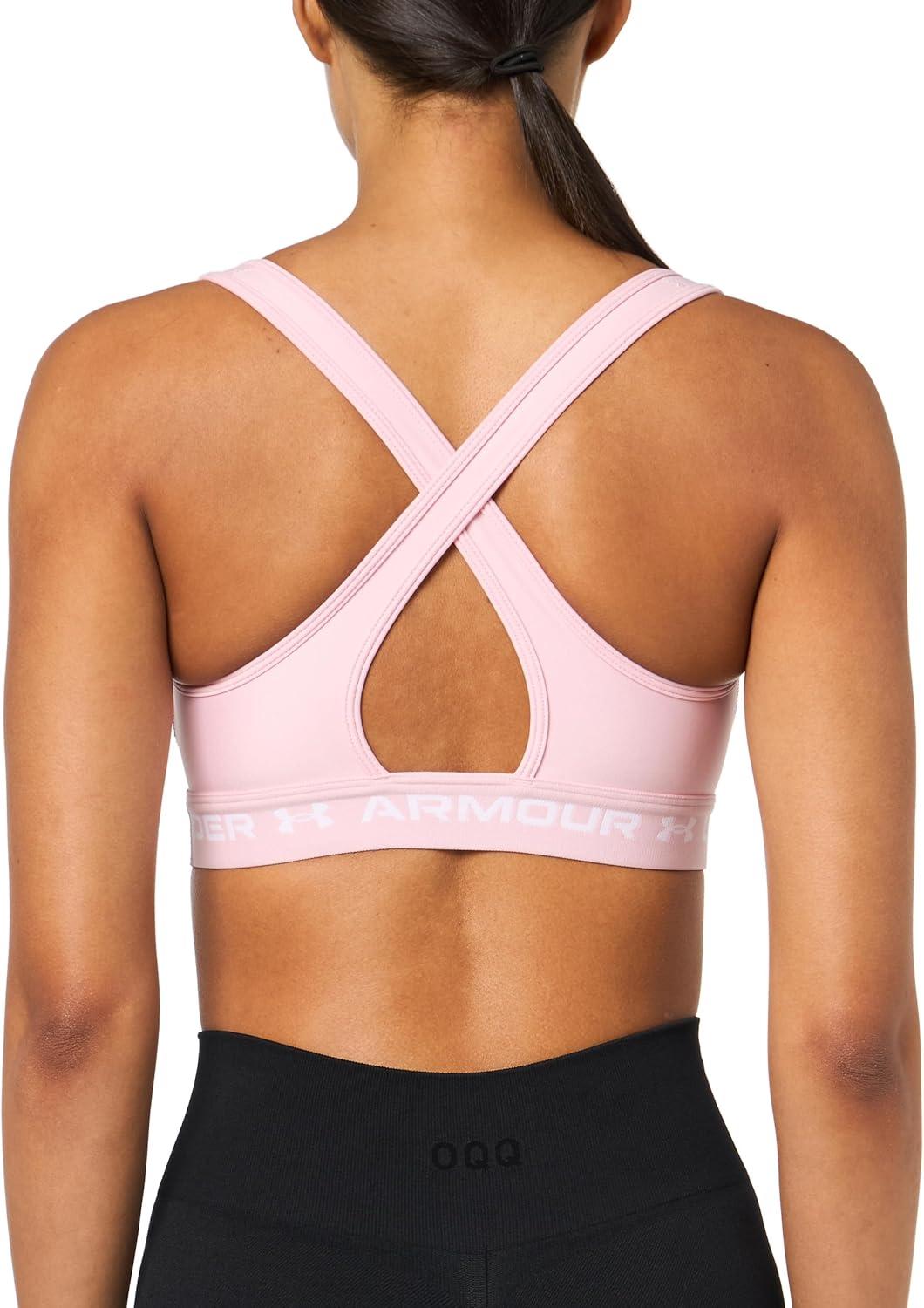 imageUnder Armour Womens CrossBack Mid Bra648 Prime Pink   White