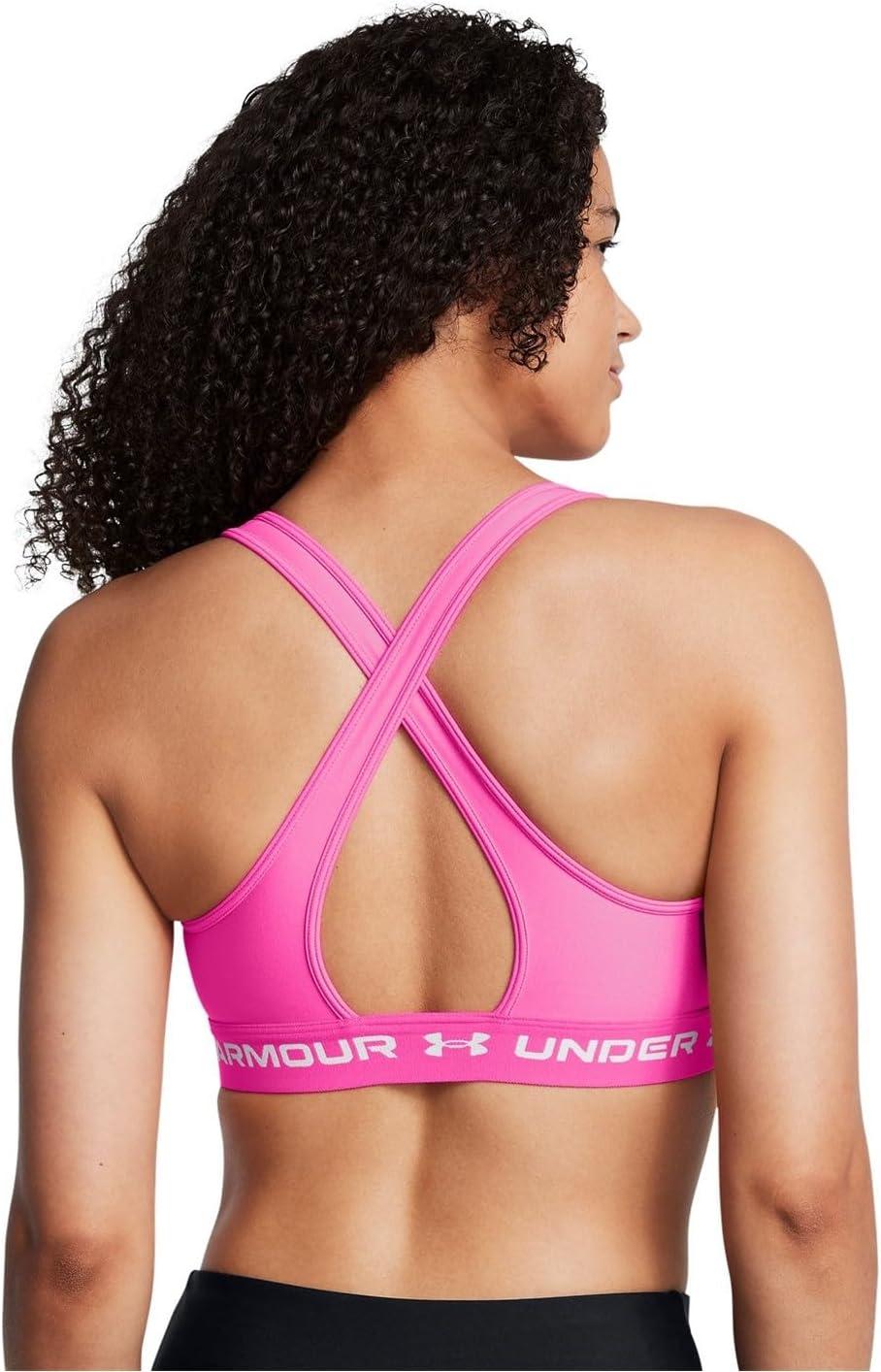 imageUnder Armour Womens CrossBack Mid Bra656 Rebel Pink  Rebel Pink  White