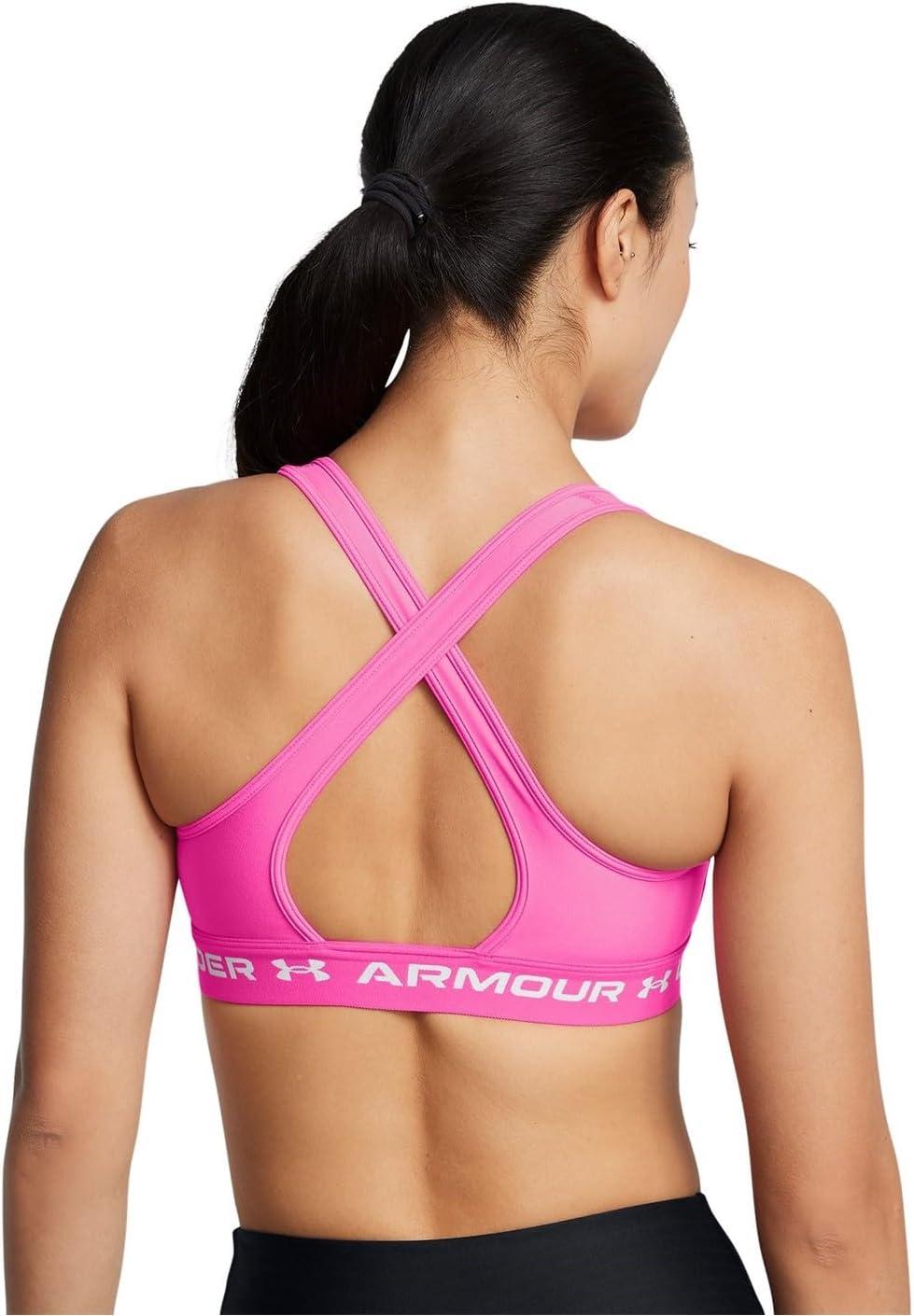 imageUnder Armour Womens CrossBack Mid Bra656 Rebel Pink  Rebel Pink  White