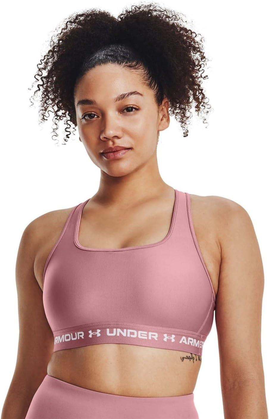 imageUnder Armour Womens CrossBack Mid Bra697 Pink Elixir   White