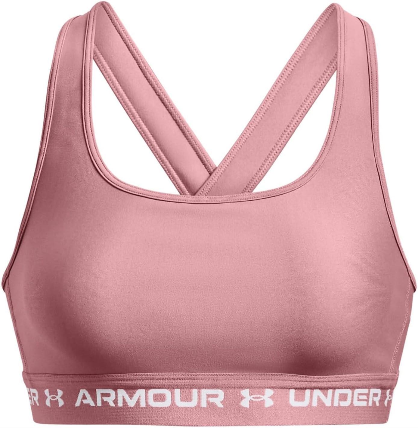 imageUnder Armour Womens CrossBack Mid Bra697 Pink Elixir   White