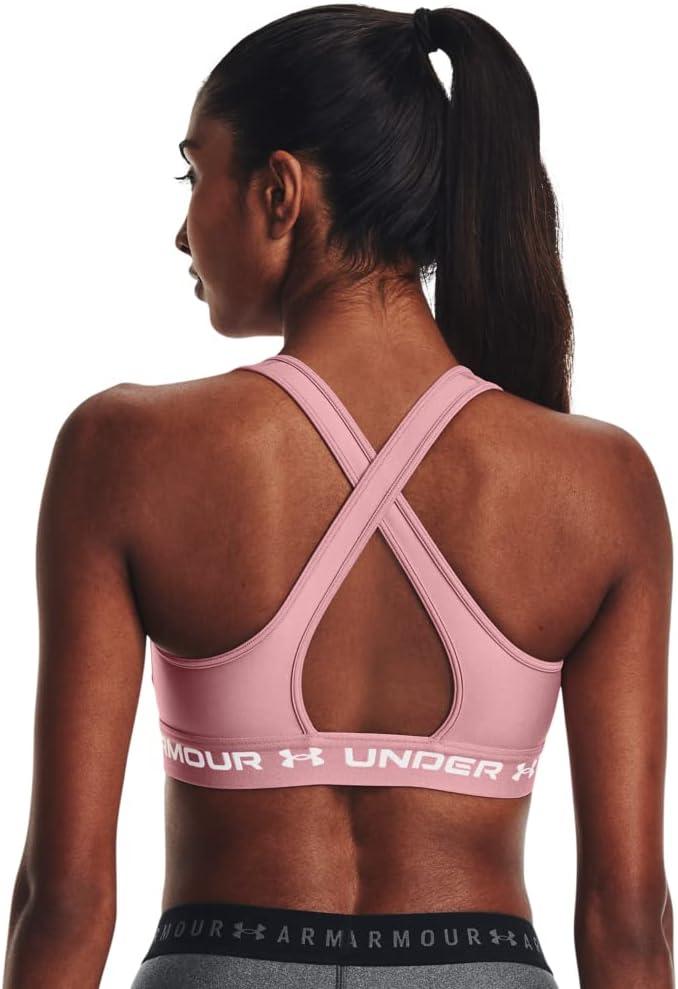 imageUnder Armour Womens CrossBack Mid Bra697 Pink Elixir   White