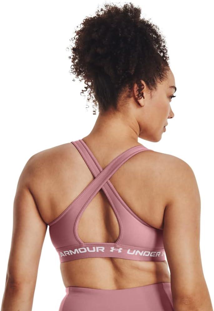 imageUnder Armour Womens CrossBack Mid Bra697 Pink Elixir   White