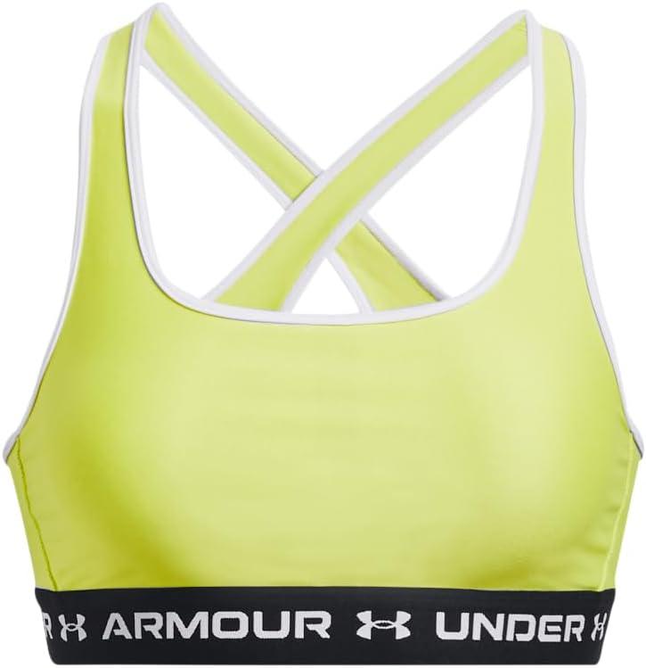 imageUnder Armour Womens CrossBack Mid Bra743 Lime Yellow   White