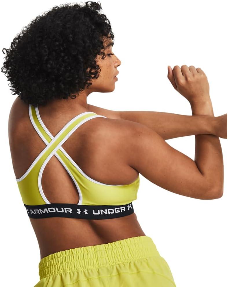 imageUnder Armour Womens CrossBack Mid Bra743 Lime Yellow   White