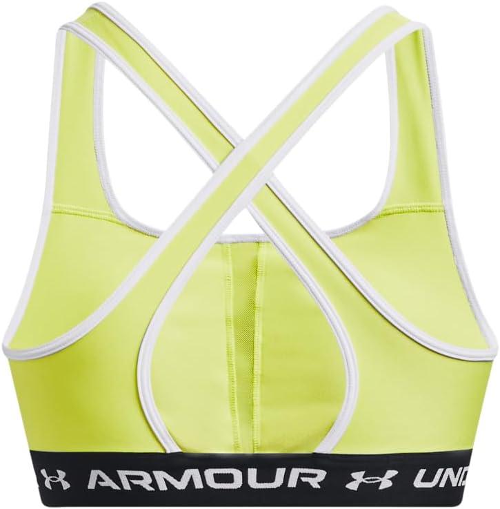imageUnder Armour Womens CrossBack Mid Bra743 Lime Yellow   White