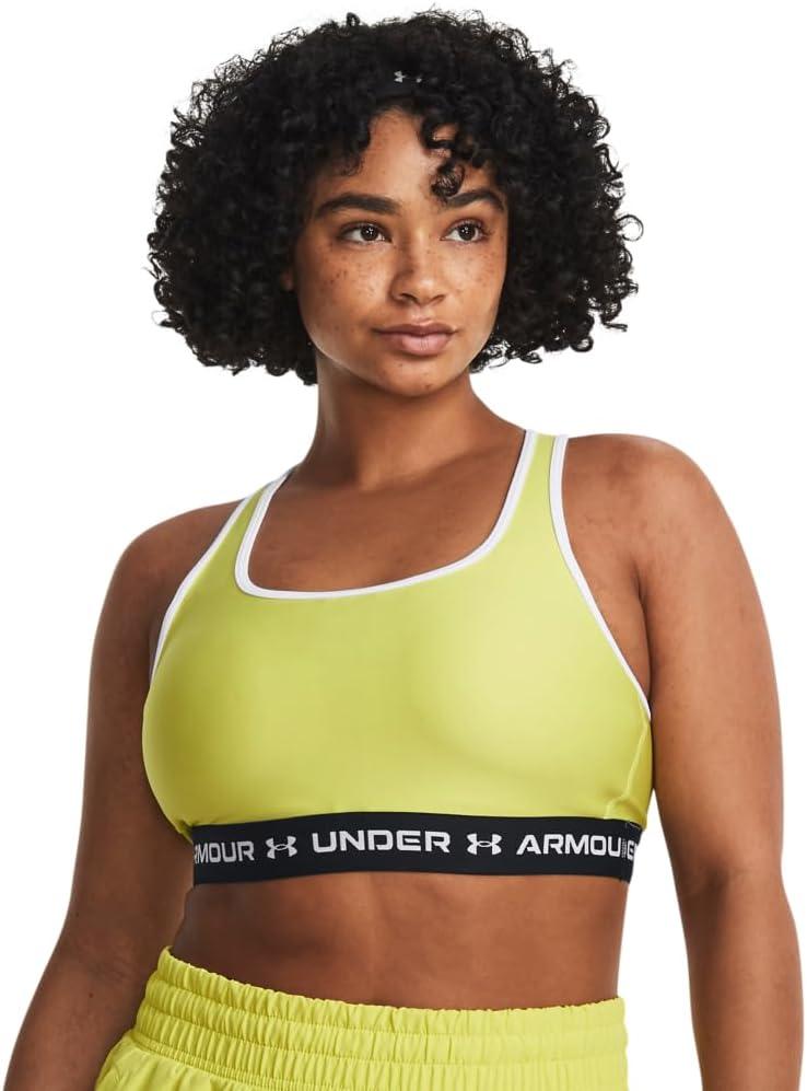 imageUnder Armour Womens CrossBack Mid Bra743 Lime Yellow   White