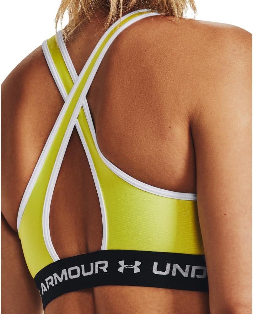 imageUnder Armour Womens CrossBack Mid Bra743 Lime Yellow   White
