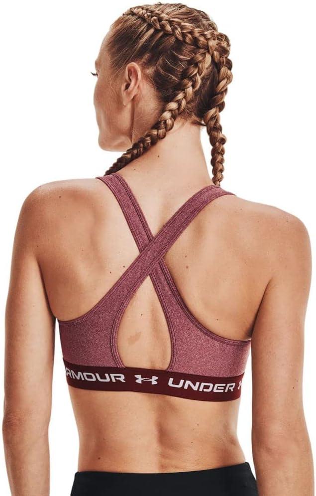 imageUnder Armour Womens CrossBack Mid BraLeague Red Light Heather 626Micro Pink