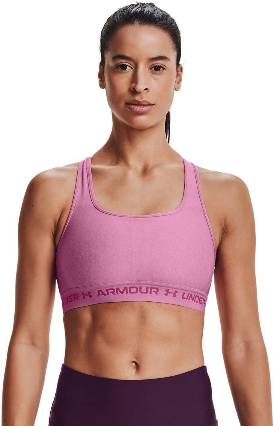 imageUnder Armour Womens CrossBack Mid BraPlanet Pink Light Heather 680Pink Quartz