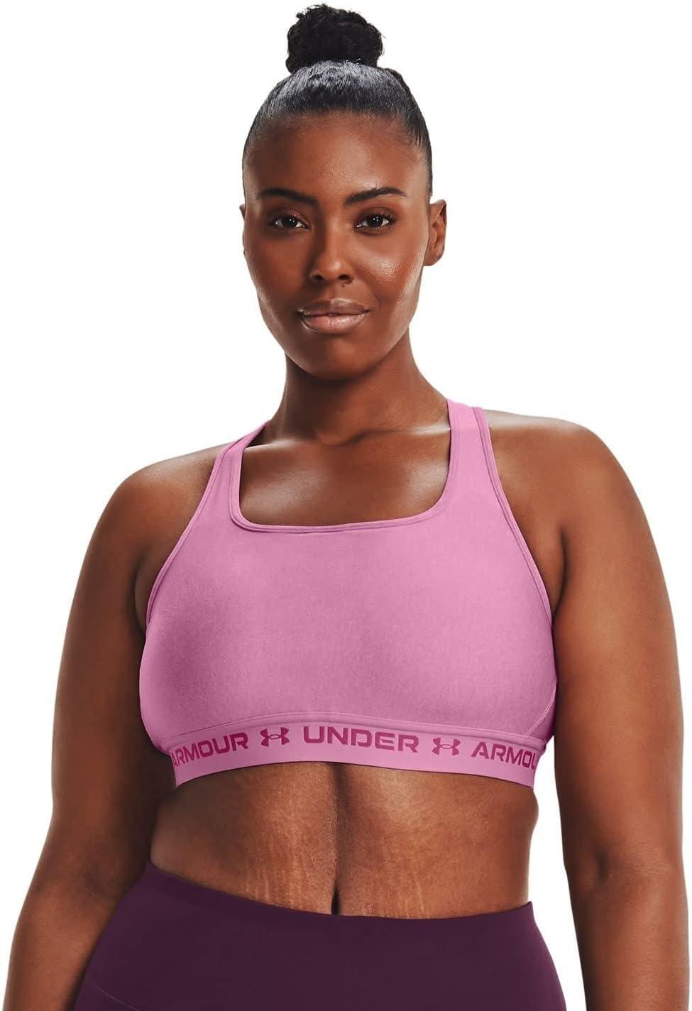 imageUnder Armour Womens CrossBack Mid BraPlanet Pink Light Heather 680Pink Quartz