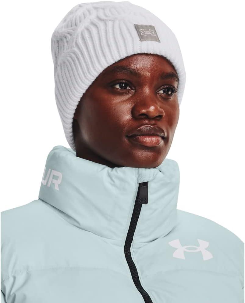 imageUnder Armour Womens Halftime Cable Knit Beanie100 White  Ghost Gray  White