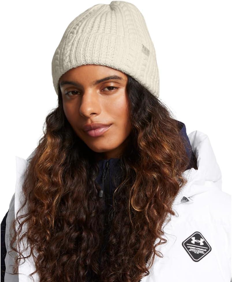 imageUnder Armour Womens Halftime Cable Knit Beanie110 Summit White  Summit White  Khaki Base