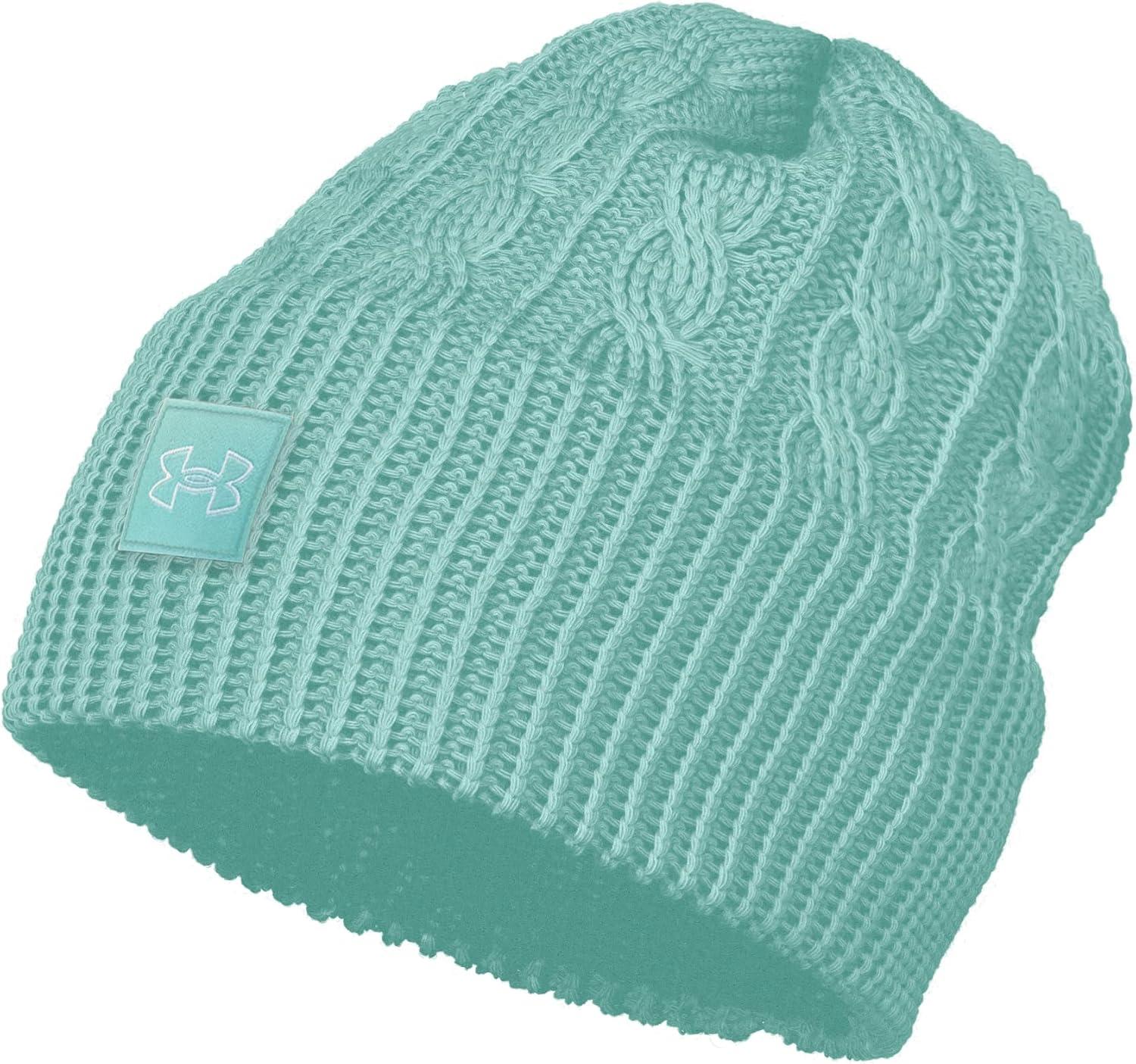 imageUnder Armour Womens Halftime Cable Knit Beanie361 Neo Turquoise  Neo Turquoise  White