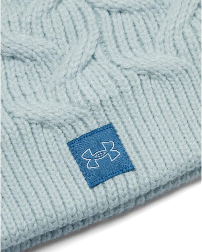 imageUnder Armour Womens Halftime Cable Knit Beanie469 Fuse Teal  Chicago Blue  Fuse Teal