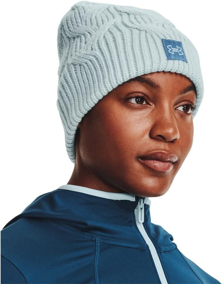 imageUnder Armour Womens Halftime Cable Knit Beanie469 Fuse Teal  Chicago Blue  Fuse Teal