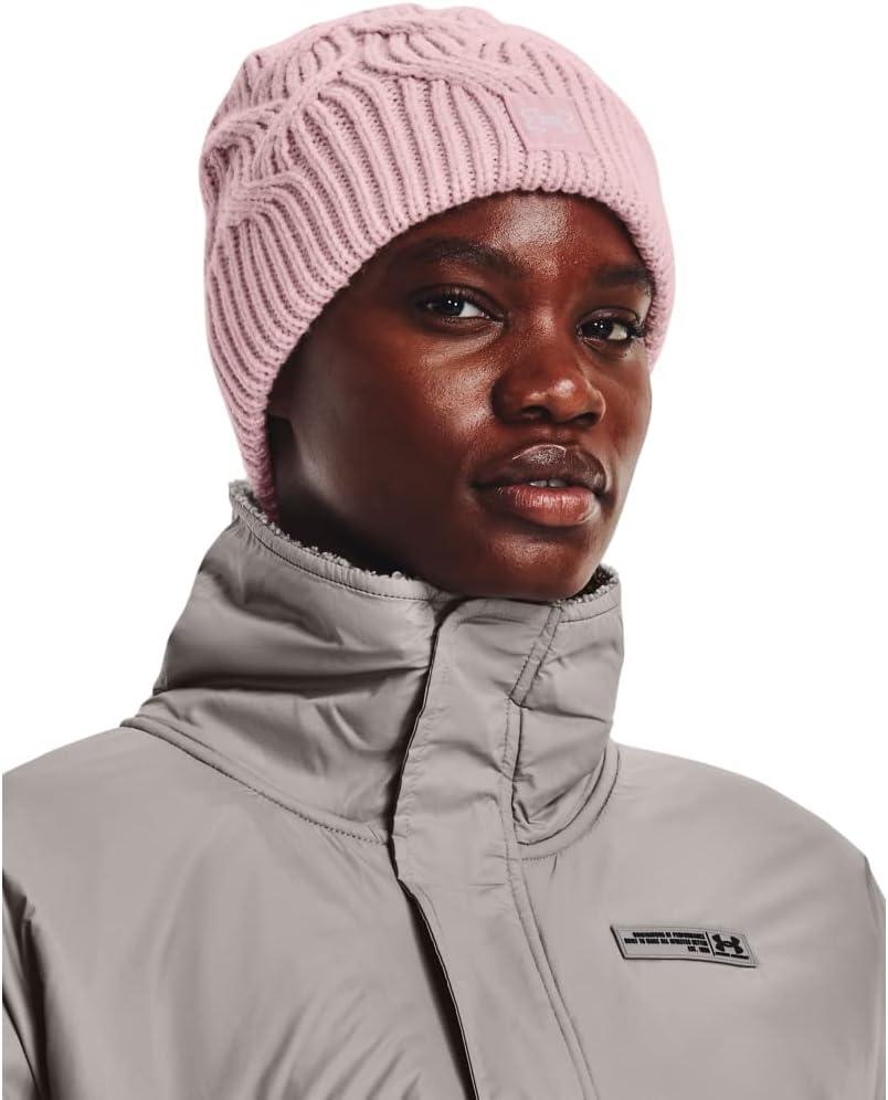 imageUnder Armour Womens Halftime Cable Knit Beanie647 Prime Pink  Prime Pink  White