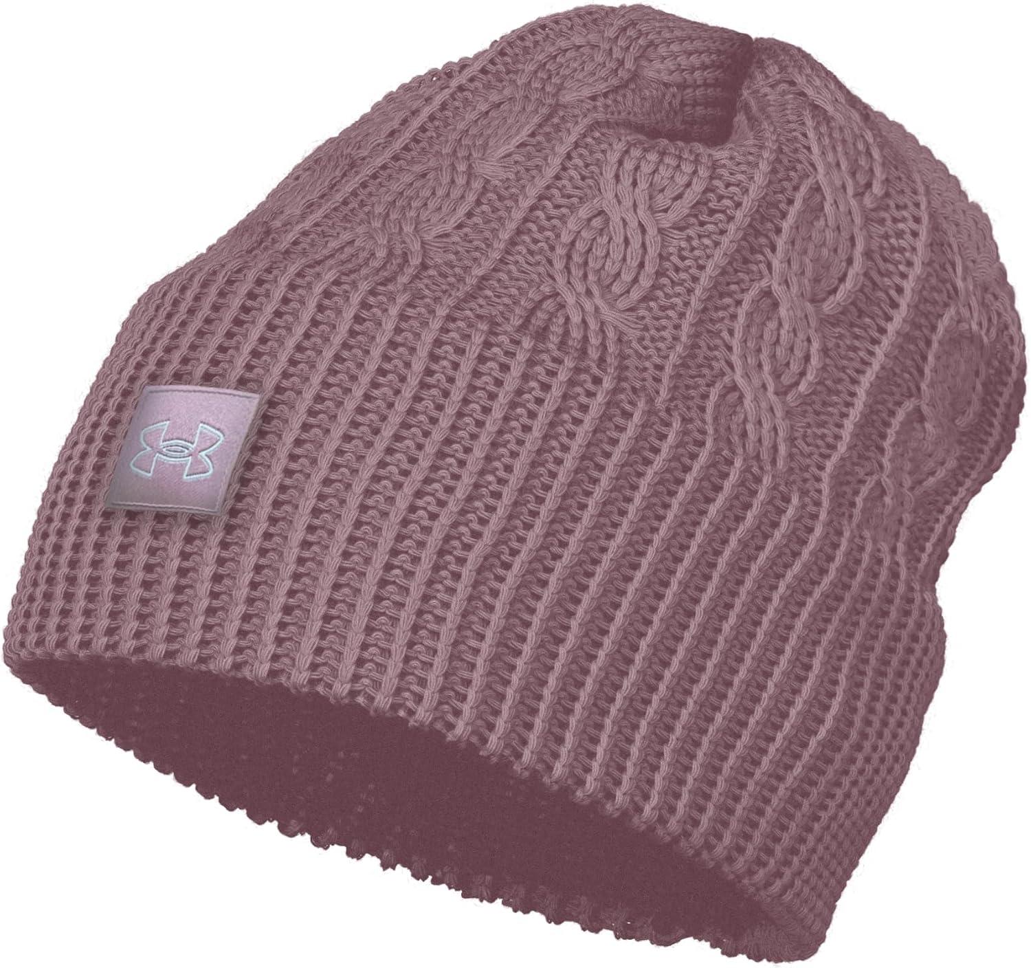 imageUnder Armour Womens Halftime Cable Knit Beanie697 Pink Elixir  Pink Elixir  Halo Gray
