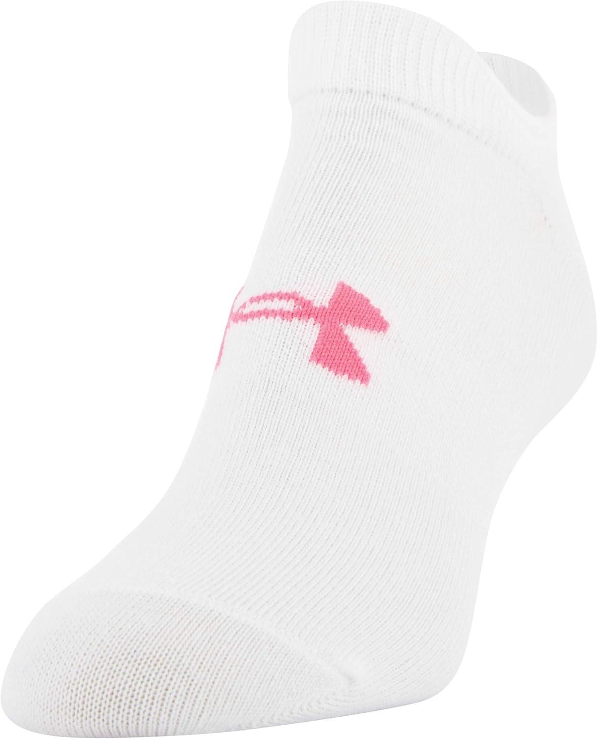 imageUnder Armour womens Essential 20 Lightweight No Show Socks 6pairsWhiteCerise Assorted