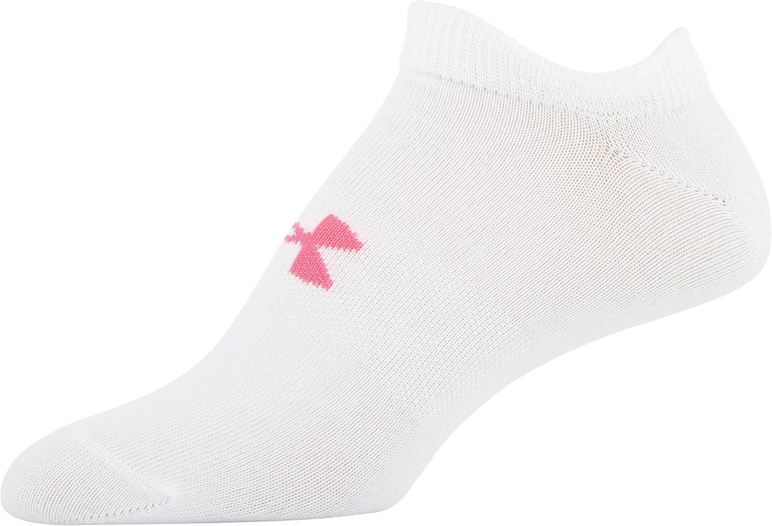 imageUnder Armour womens Essential 20 Lightweight No Show Socks 6pairsWhiteCerise Assorted