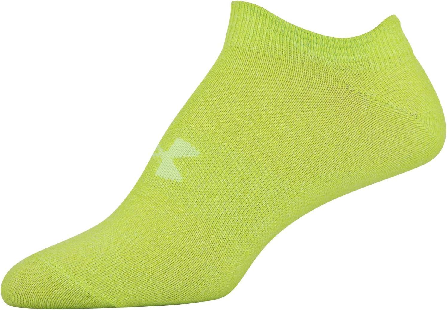 imageUnder Armour womens Essential 20 No Show Socks 6pairs DiscontinuedLime FizzWhite