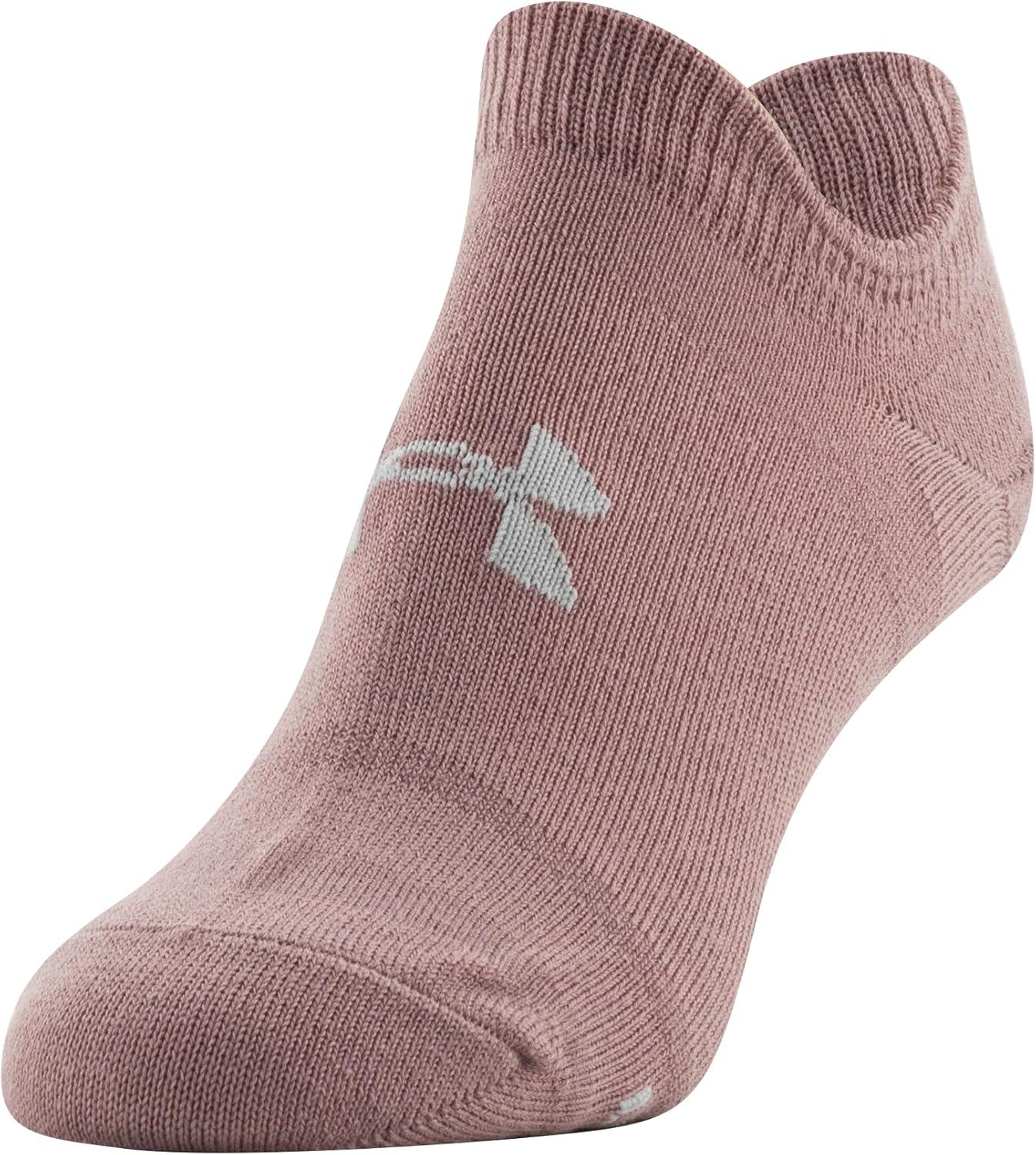 imageUnder Armour womens Essential 20 No Show Socks 6pairs DiscontinuedPink Elixir Assorted Lockedin Fit