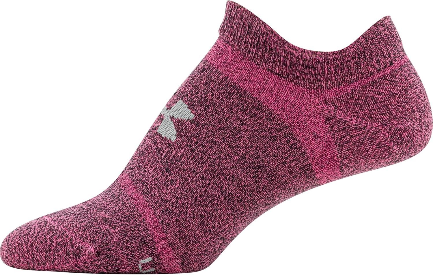 imageUnder Armour womens Essential 20 No Show Socks 6pairs DiscontinuedPink Punk Assorted Lockedin Fit