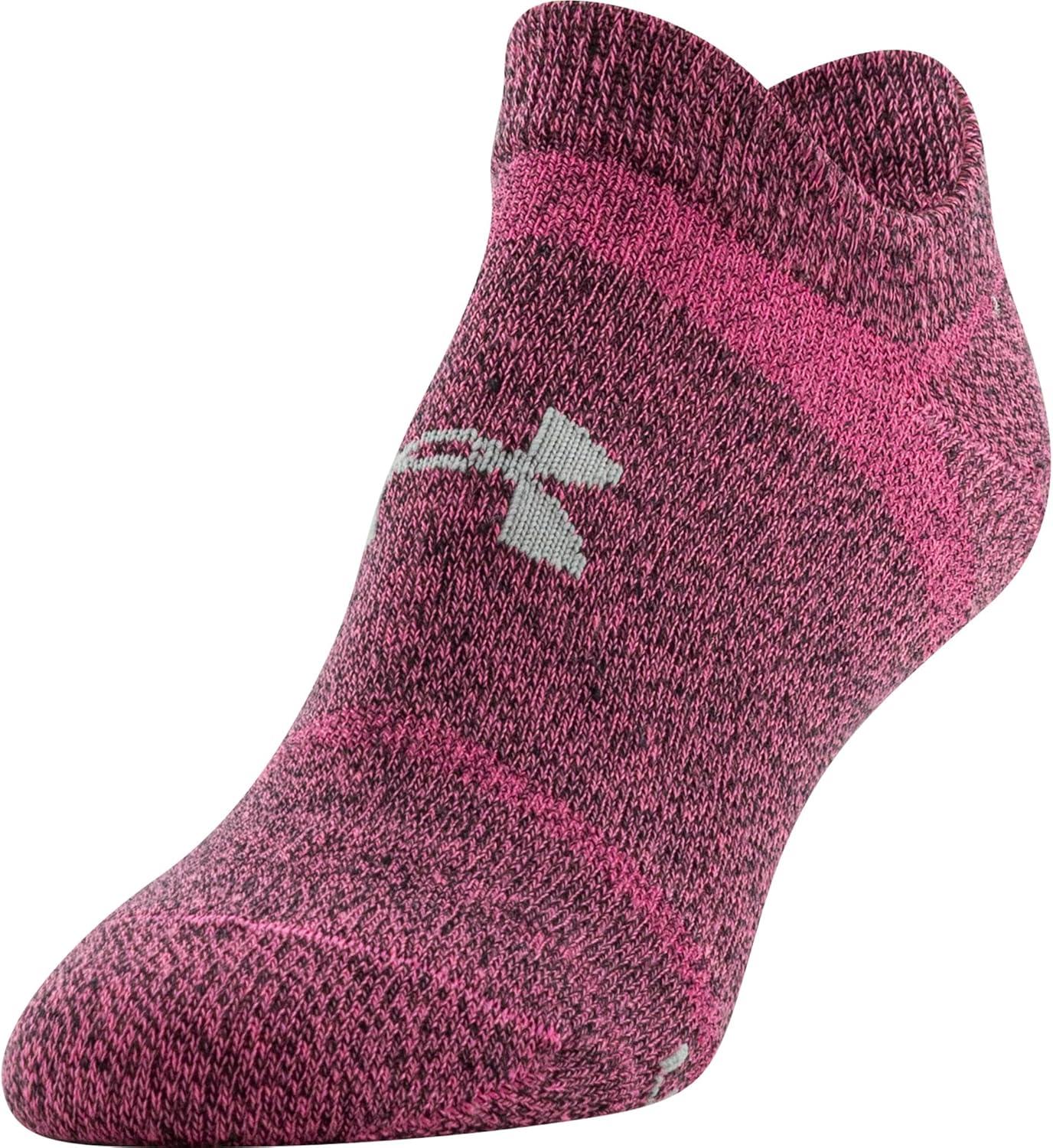 imageUnder Armour womens Essential 20 No Show Socks 6pairs DiscontinuedPink Punk Assorted Lockedin Fit