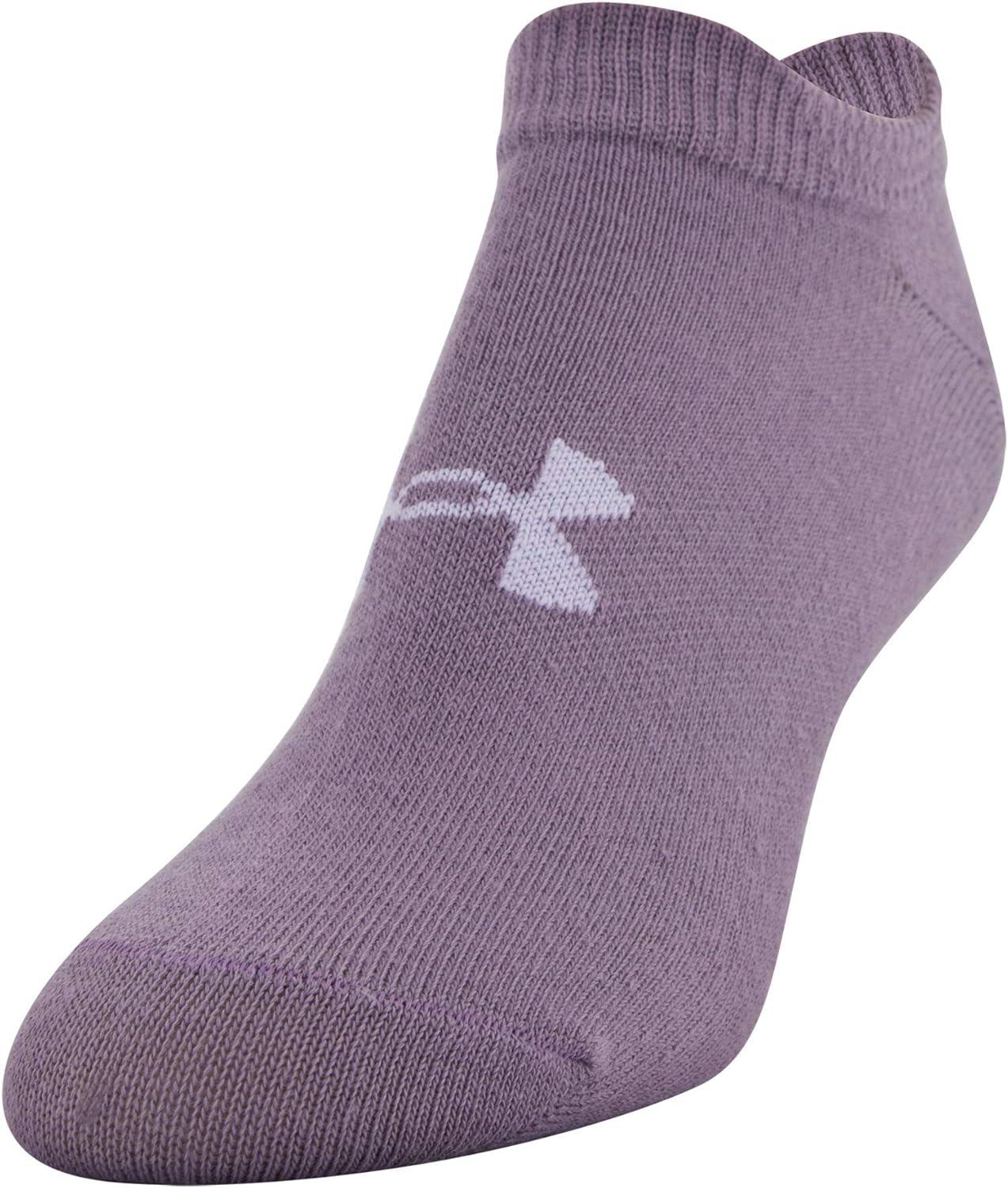 imageUnder Armour womens Essential 20 No Show Socks 6pairs DiscontinuedPurple Assorted