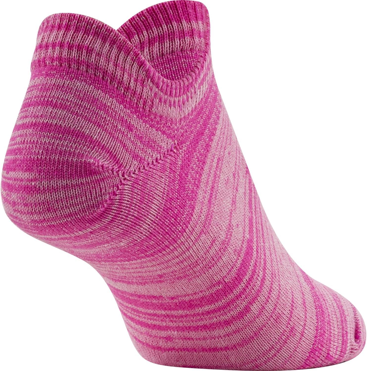 imageUnder Armour womens Essential 20 No Show Socks 6pairs DiscontinuedRebel Pink Assorted Lockedin Fit