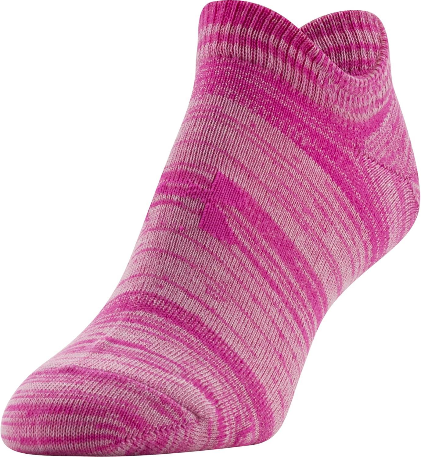 imageUnder Armour womens Essential 20 No Show Socks 6pairs DiscontinuedRebel Pink Assorted Lockedin Fit