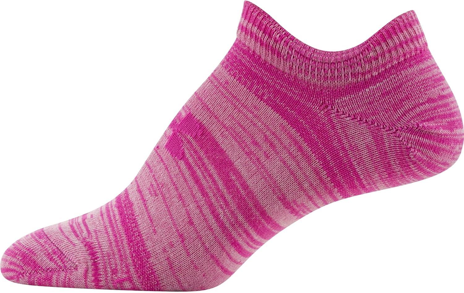 imageUnder Armour womens Essential 20 No Show Socks 6pairs DiscontinuedRebel Pink Assorted Lockedin Fit