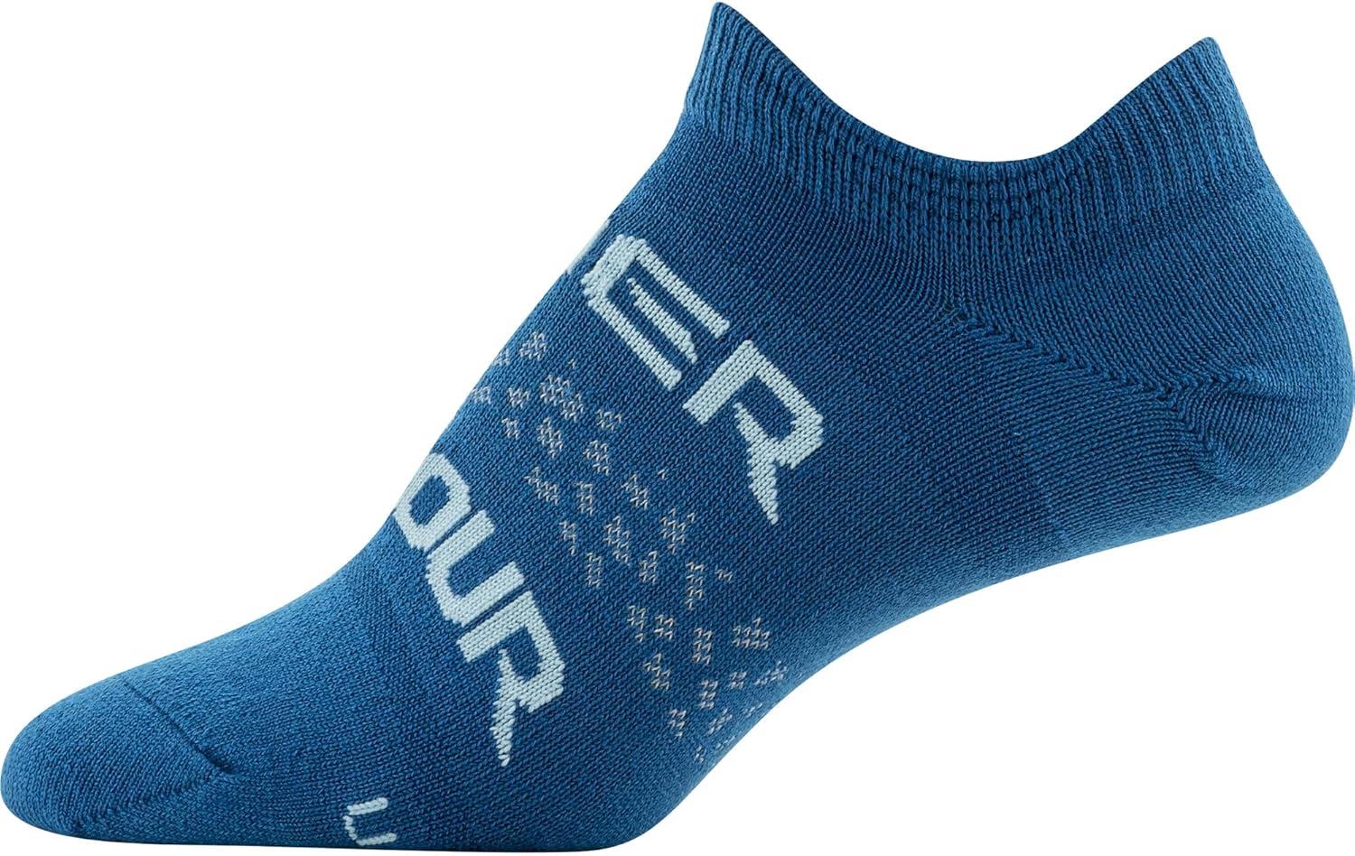 imageUnder Armour womens Essential 20 No Show Socks 6pairs DiscontinuedVarsity Blue Assorted Lockedin Fit