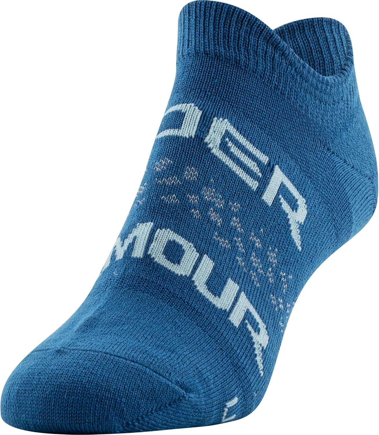 imageUnder Armour womens Essential 20 No Show Socks 6pairs DiscontinuedVarsity Blue Assorted Lockedin Fit