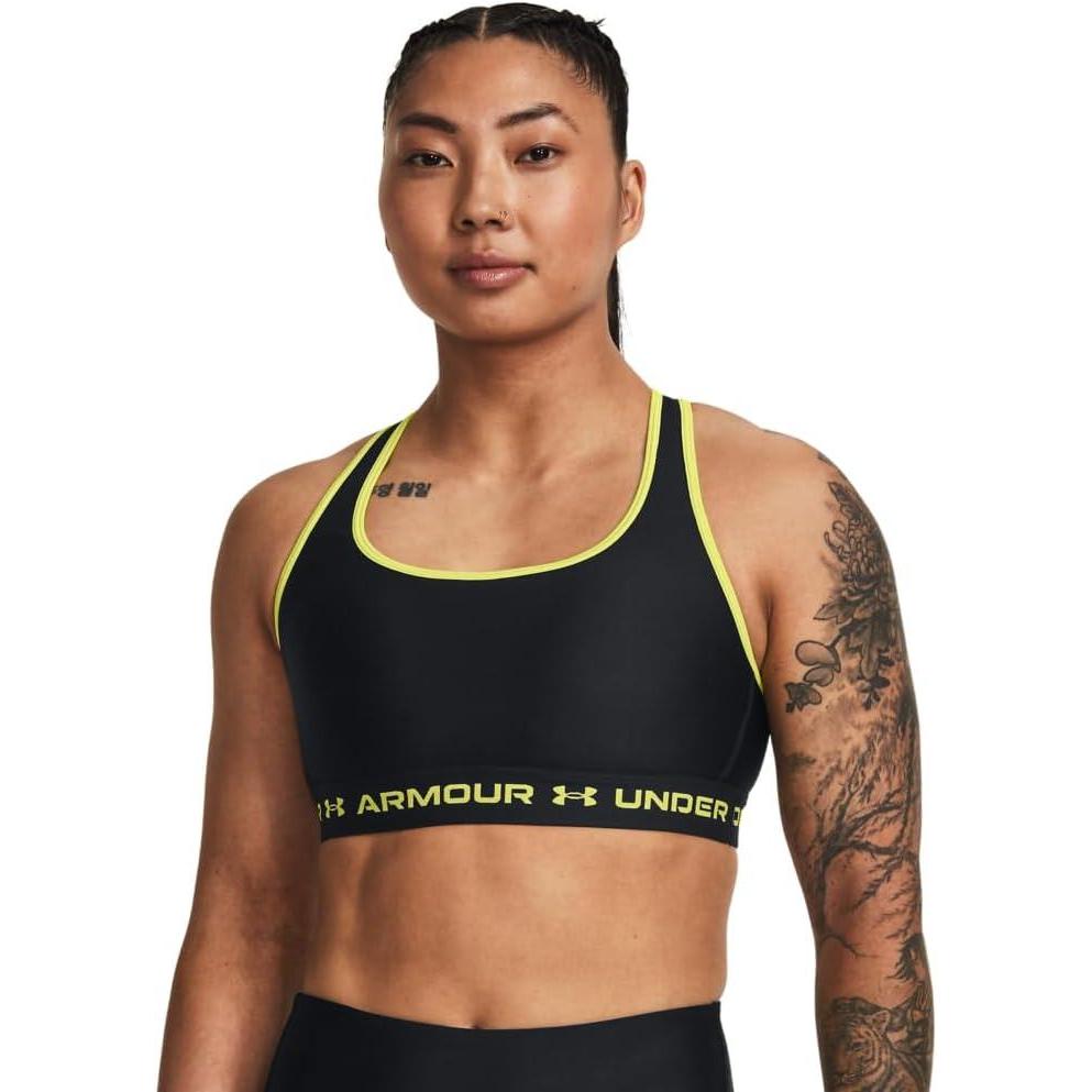 imageUnder Armour Womens CrossBack Mid Bra003 Black   Lime Yellow