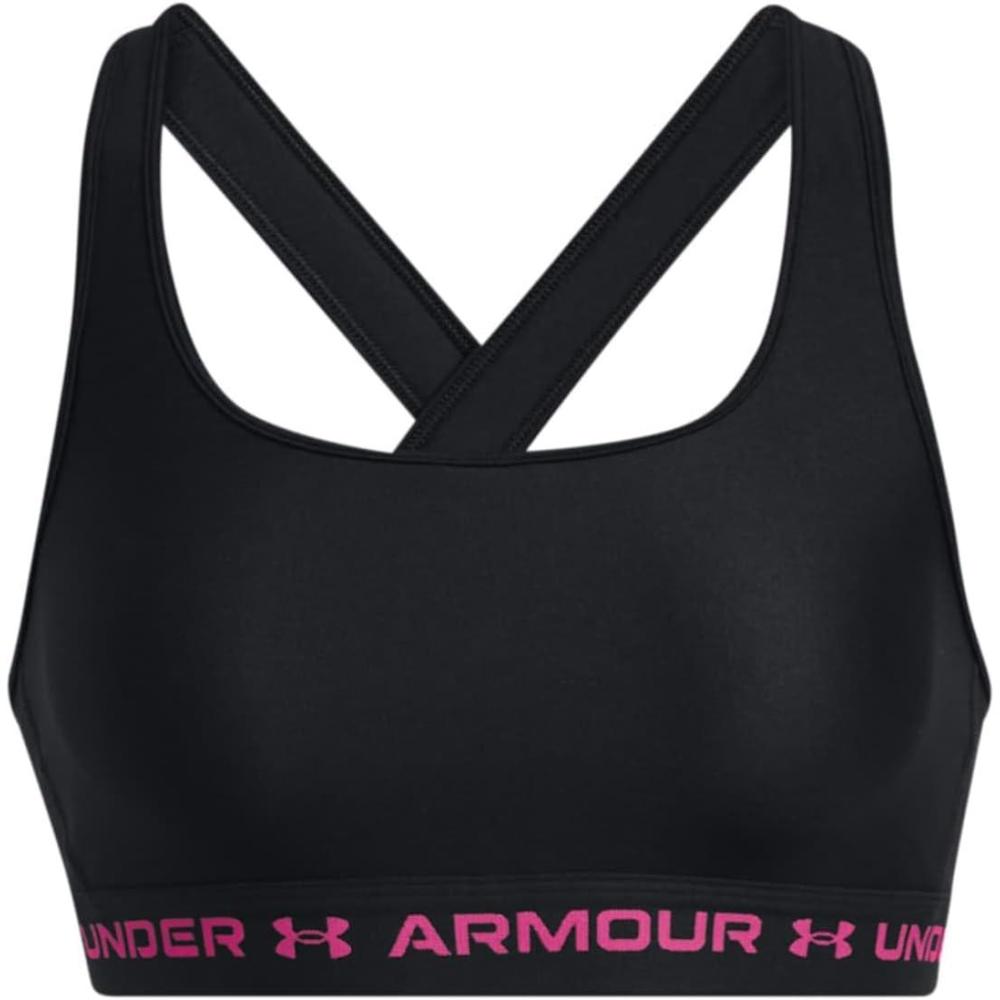 imageUnder Armour Womens CrossBack Mid Bra004 Black  Black  Astro Pink
