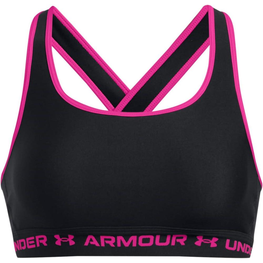 imageUnder Armour Womens CrossBack Mid Bra005 Black  Rebel Pink  Rebel Pink