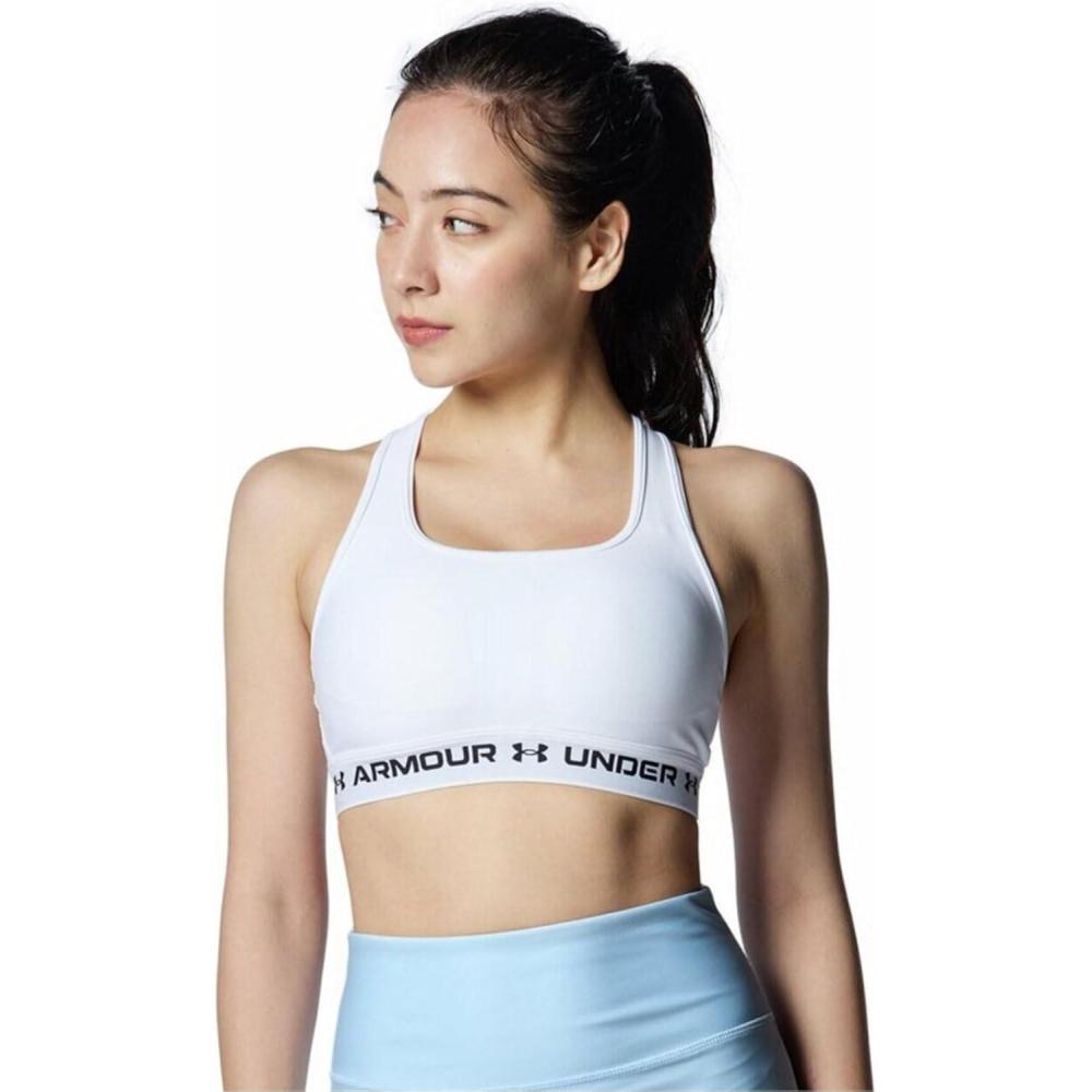 imageUnder Armour Womens CrossBack Mid Bra101 White  White  Black