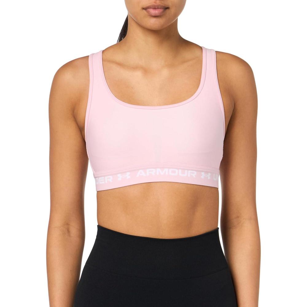 imageUnder Armour Womens CrossBack Mid Bra648 Prime Pink   White