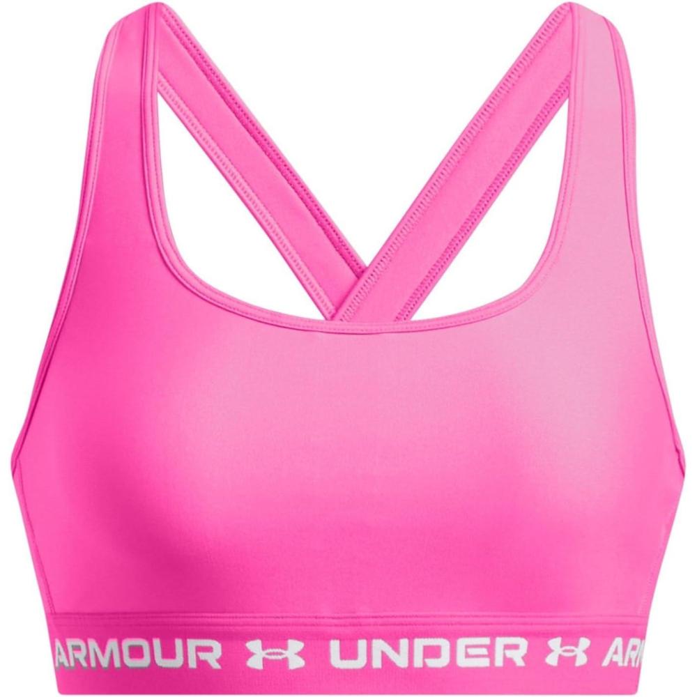 imageUnder Armour Womens CrossBack Mid Bra656 Rebel Pink  Rebel Pink  White