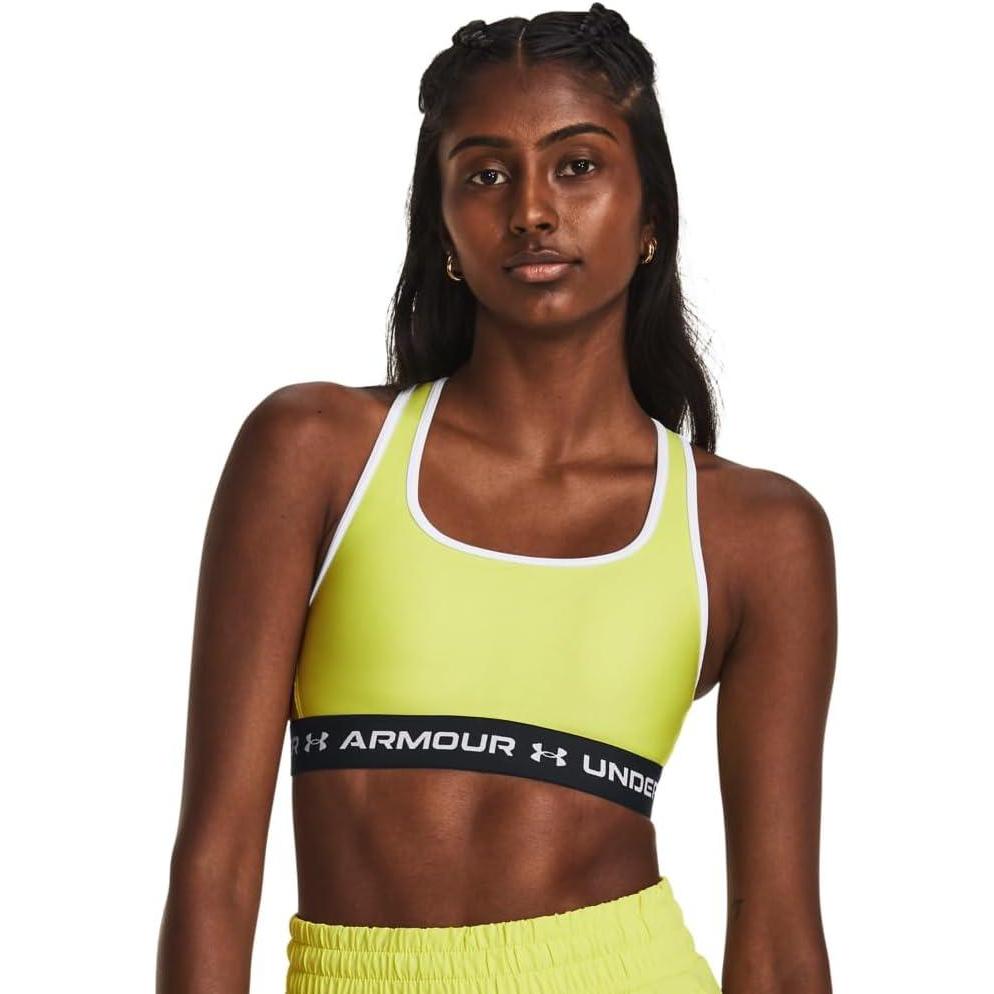 imageUnder Armour Womens CrossBack Mid Bra743 Lime Yellow   White