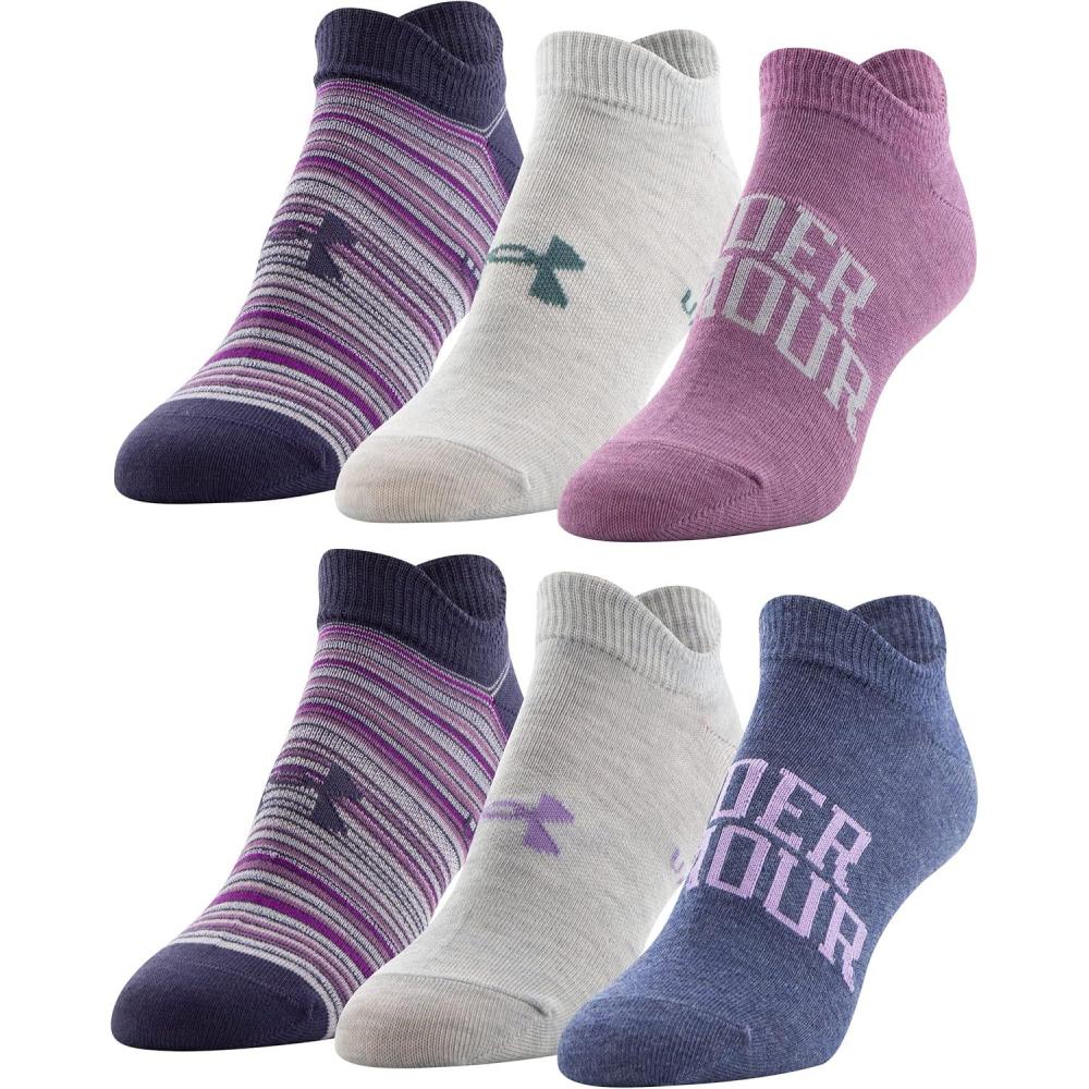 imageUnder Armour womens Essential 20 Lightweight No Show Socks 6pairsAurora Purple Assorted