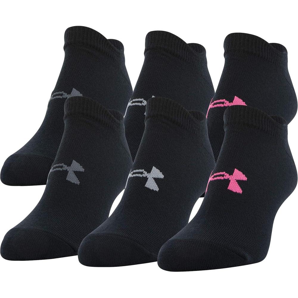imageUnder Armour womens Essential 20 Lightweight No Show Socks 6pairsBlackCerise Assorted