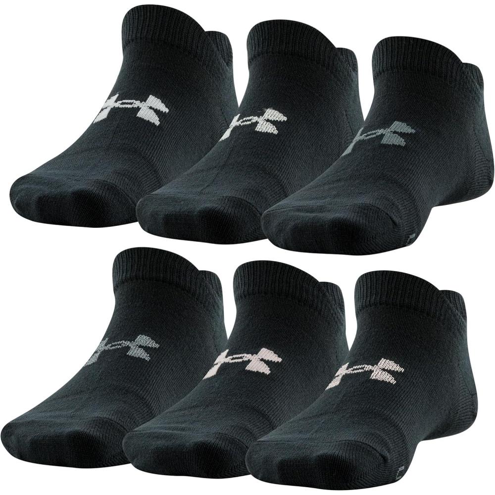 imageUnder Armour womens Essential 20 Lightweight No Show Socks 6pairsBlackPink Assorted Lockedin Fit