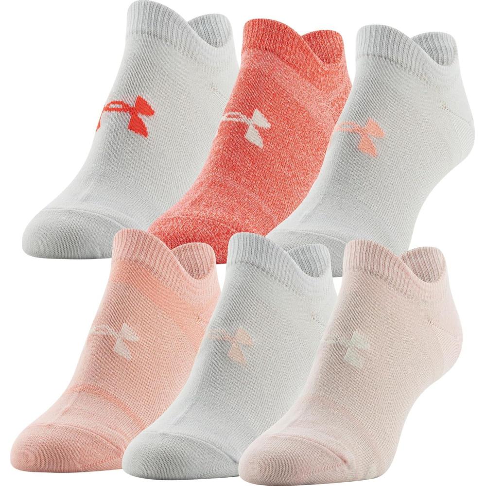 imageUnder Armour womens Essential 20 No Show Socks 6pairs DiscontinuedBeta Tint Assorted Lockedin Fit