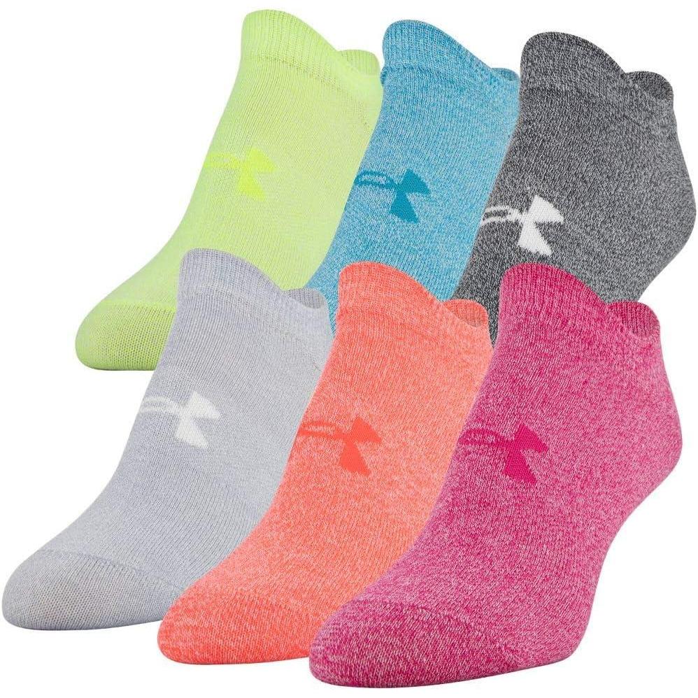 imageUnder Armour womens Essential 20 No Show Socks 6pairs DiscontinuedExuberant Pink Assorted