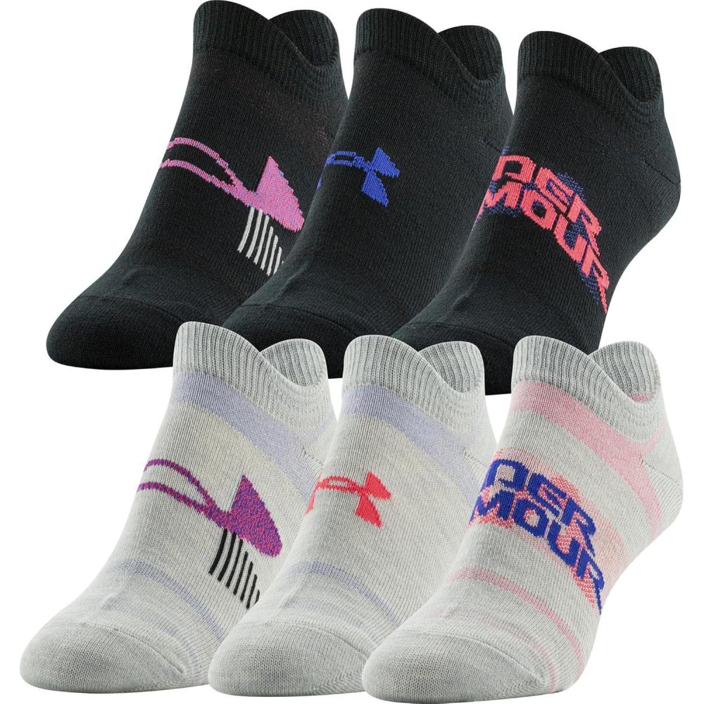imageUnder Armour womens Essential 20 No Show Socks 6pairs DiscontinuedHalo Gray Assorted Lockedin Fit