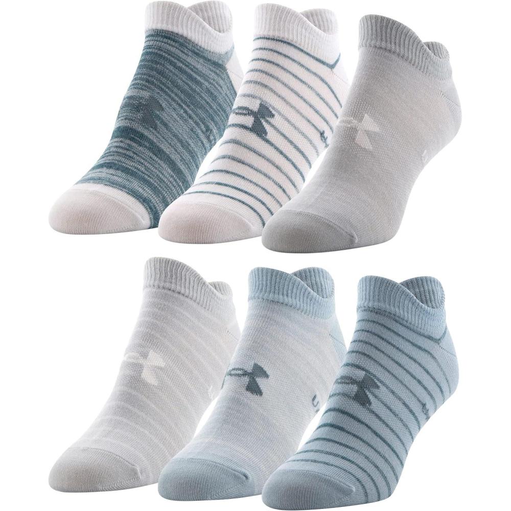 imageUnder Armour womens Essential 20 No Show Socks 6pairs DiscontinuedIllusion Green Assorted